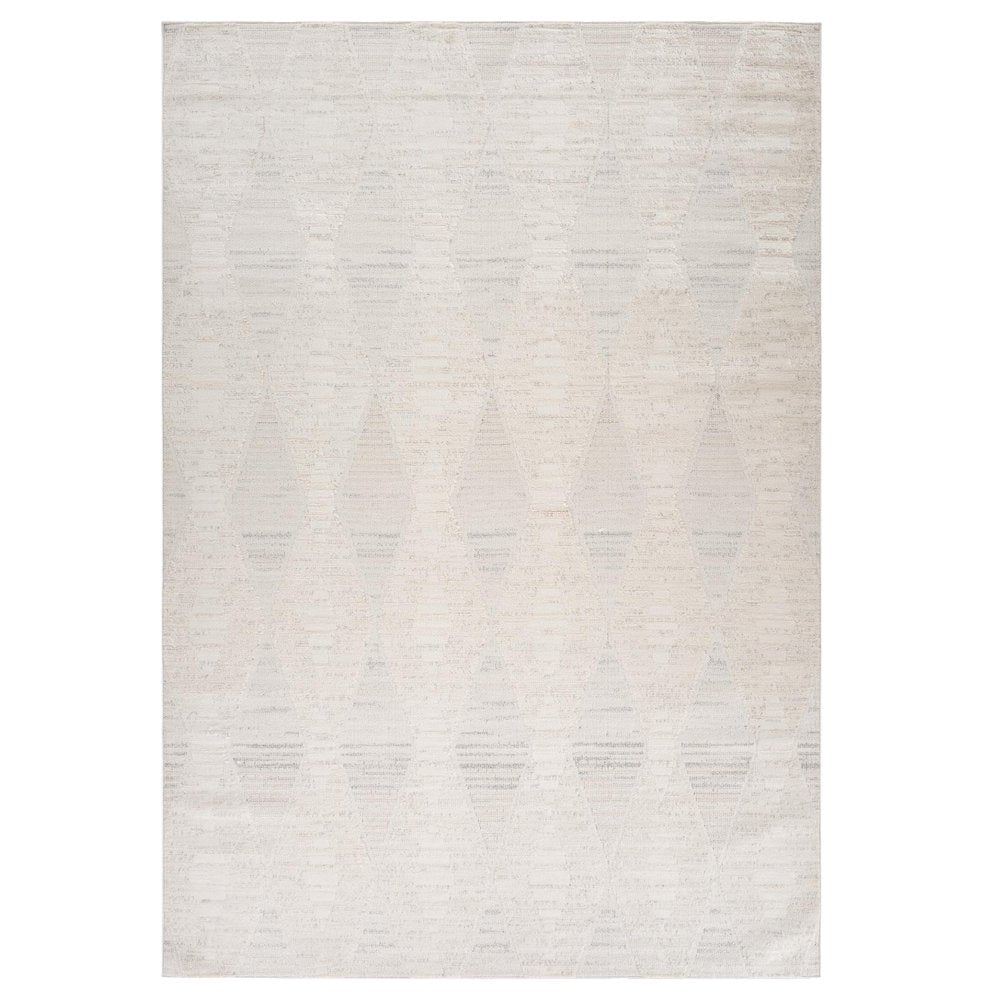 7' X 10' Cream and Beige Geometric Distressed Area Rug