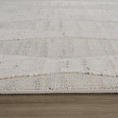 7' X 10' Cream and Beige Geometric Distressed Area Rug