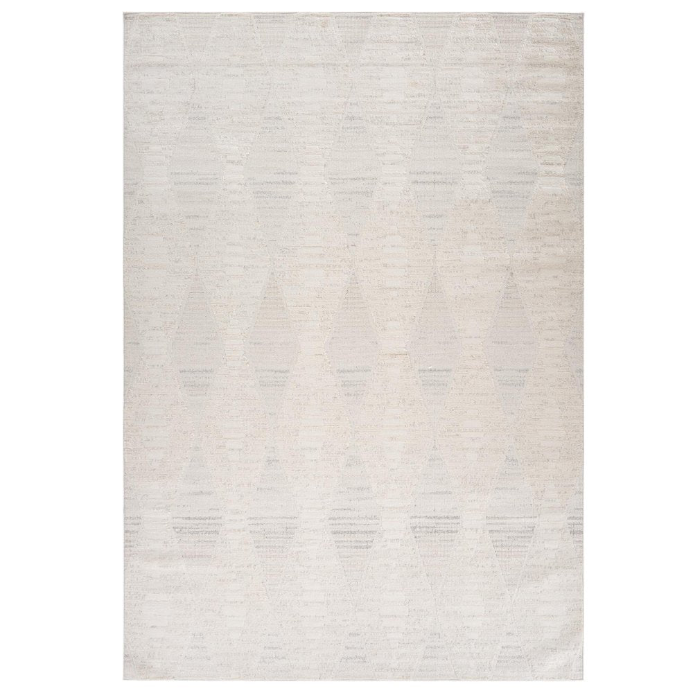 8' X 11' Cream and Beige Geometric Distressed Area Rug
