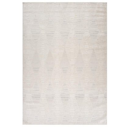 8' X 11' Cream and Beige Geometric Distressed Area Rug