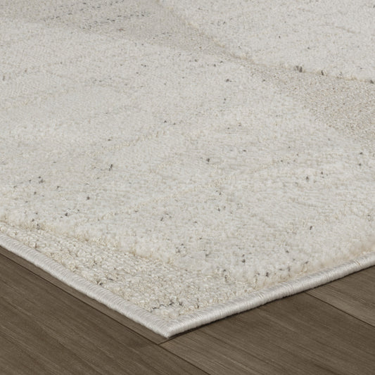 8' X 11' Cream and Beige Geometric Distressed Area Rug