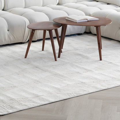 8' X 11' Cream and Beige Geometric Distressed Area Rug