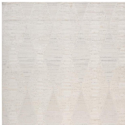 8' X 11' Cream and Beige Geometric Distressed Area Rug