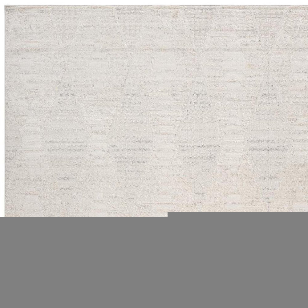 8' X 11' Cream and Beige Geometric Distressed Area Rug
