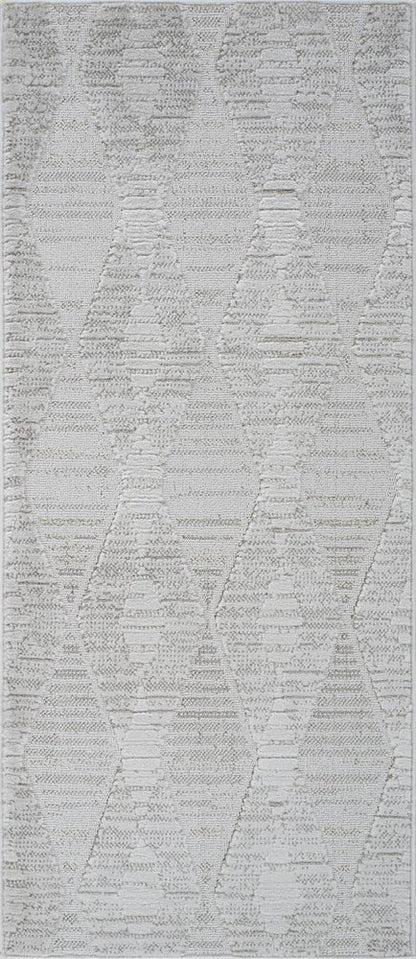 2' X 5' Gray and Ivory Geometric Distressed Area Rug