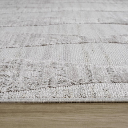 2' X 5' Gray and Ivory Geometric Distressed Area Rug