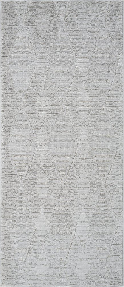 2' X 5' Gray and Ivory Geometric Distressed Area Rug