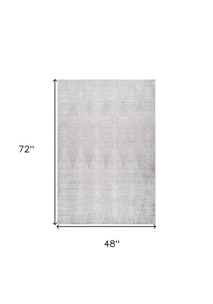 4' X 6' Gray and Ivory Geometric Distressed Area Rug