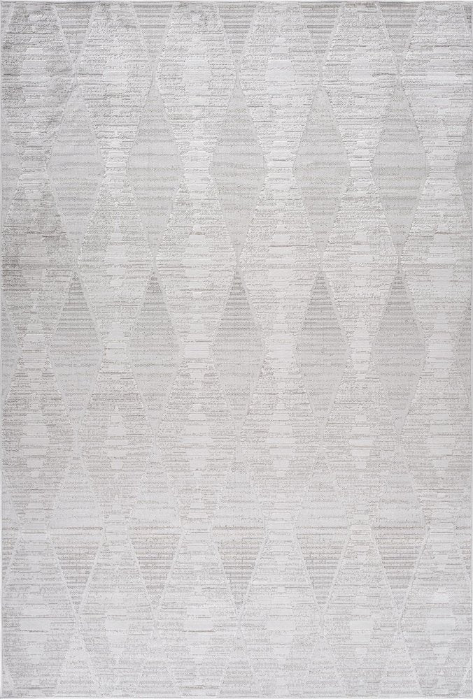 5' X 8' Gray and Ivory Geometric Distressed Area Rug