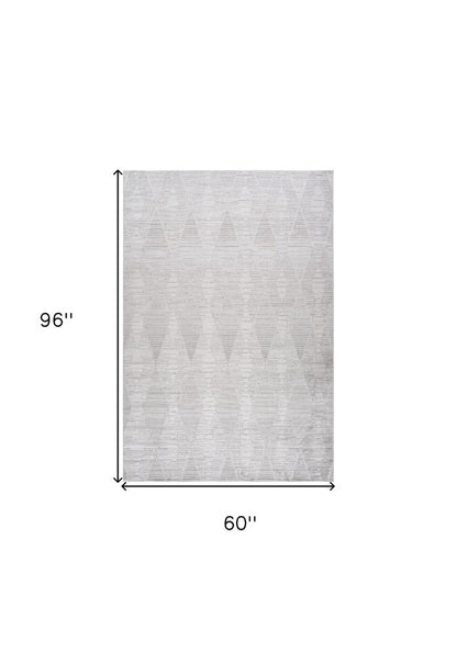 5' X 8' Gray and Ivory Geometric Distressed Area Rug