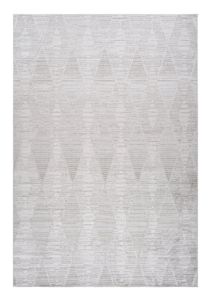 5' X 8' Gray and Ivory Geometric Distressed Area Rug
