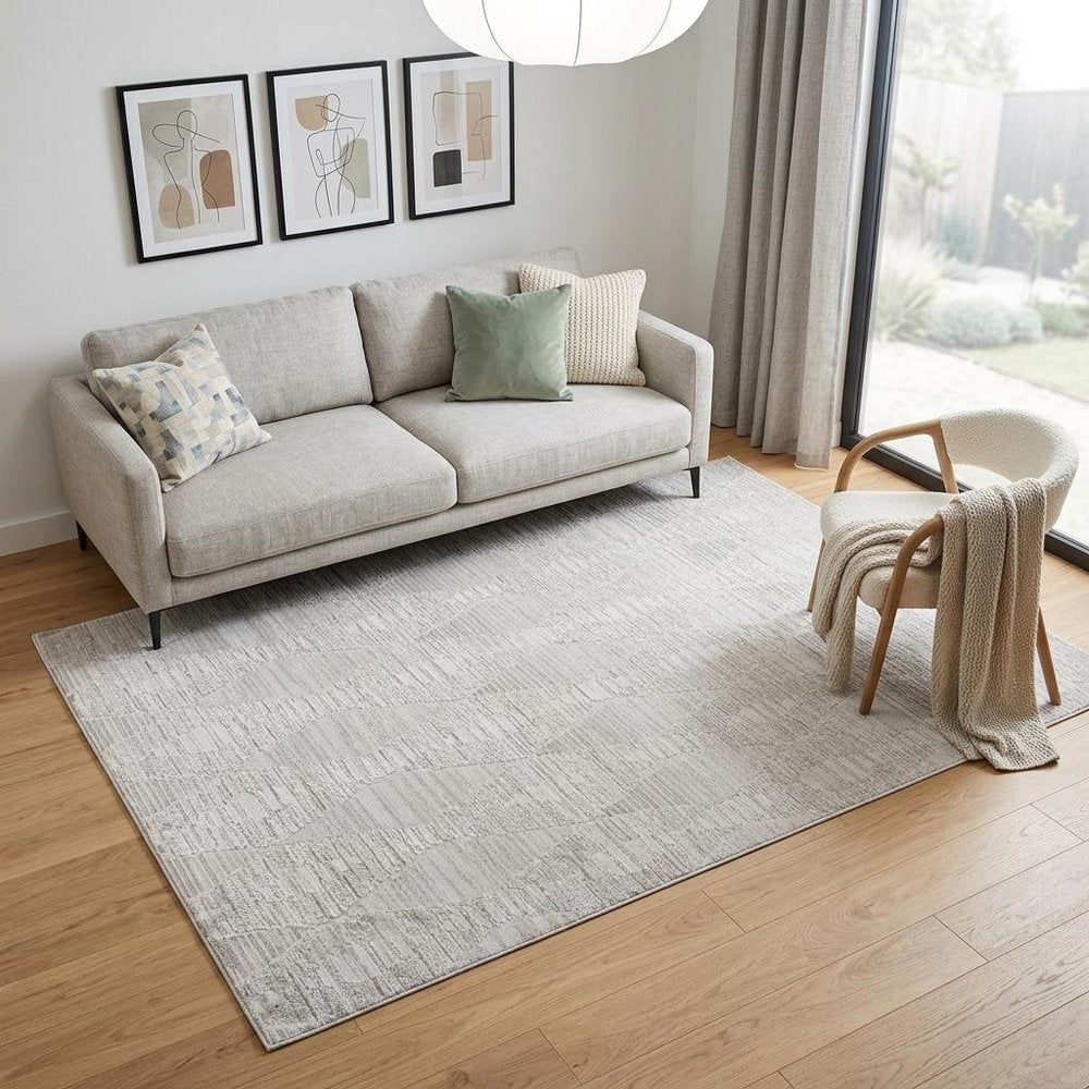 5' X 8' Gray and Ivory Geometric Distressed Area Rug