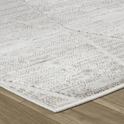 7' X 10' Gray and Ivory Geometric Distressed Area Rug