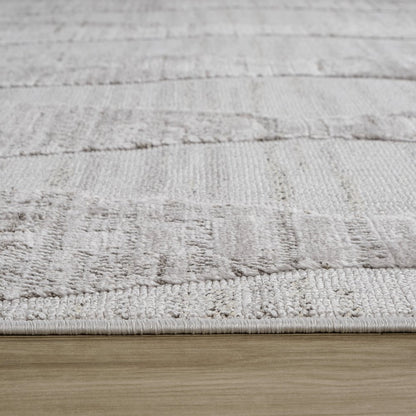 7' X 10' Gray and Ivory Geometric Distressed Area Rug