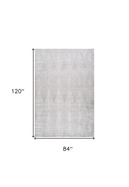 7' X 10' Gray and Ivory Geometric Distressed Area Rug