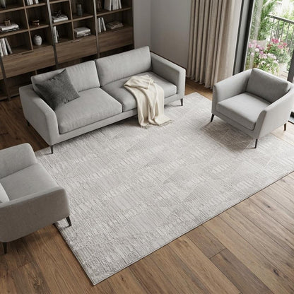 7' X 10' Gray and Ivory Geometric Distressed Area Rug