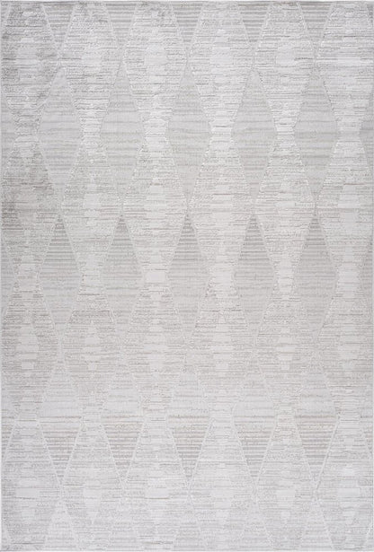 8' X 11' Gray and Ivory Geometric Distressed Area Rug