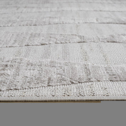 8' X 11' Gray and Ivory Geometric Distressed Area Rug