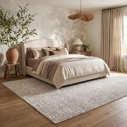 8' X 11' Gray and Ivory Geometric Distressed Area Rug