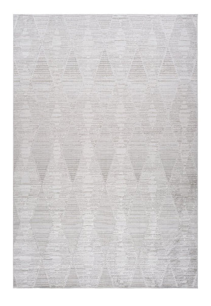 8' X 11' Gray and Ivory Geometric Distressed Area Rug
