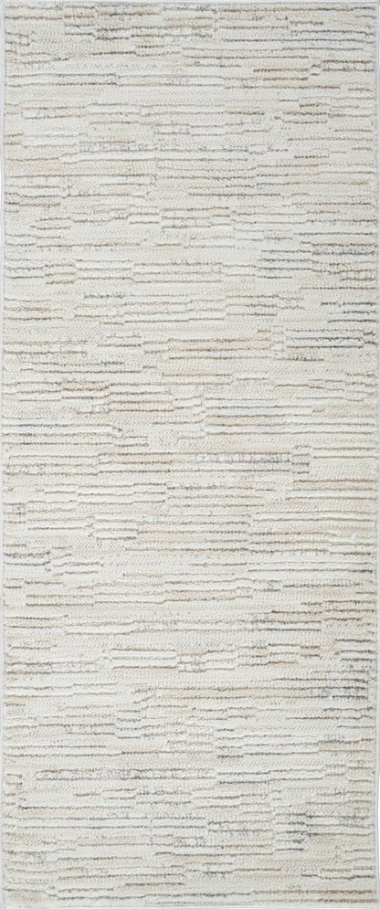 2' X 5' Gray and Beige Geometric Distressed Area Rug
