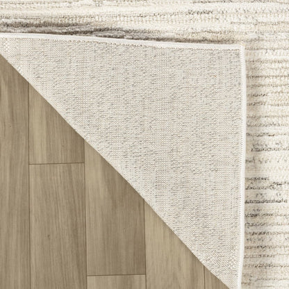 8' Gray And Beige Geometric Distressed Runner Rug