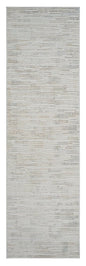 8' Gray And Beige Geometric Distressed Runner Rug