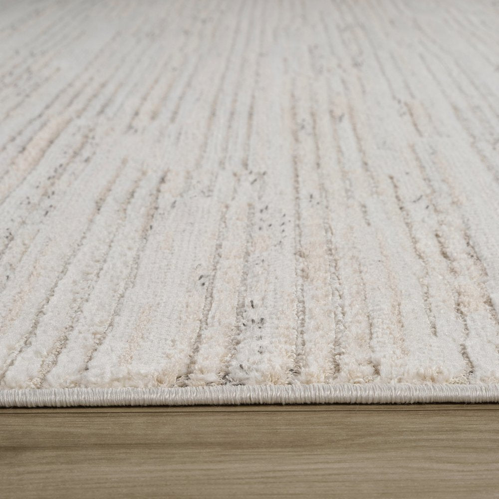 8' Gray And Beige Geometric Distressed Runner Rug