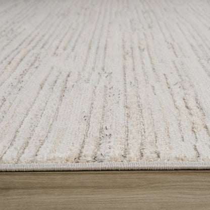 8' Gray And Beige Geometric Distressed Runner Rug