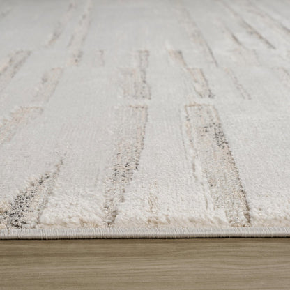 2' X 5' Gray and Beige Geometric Distressed Area Rug