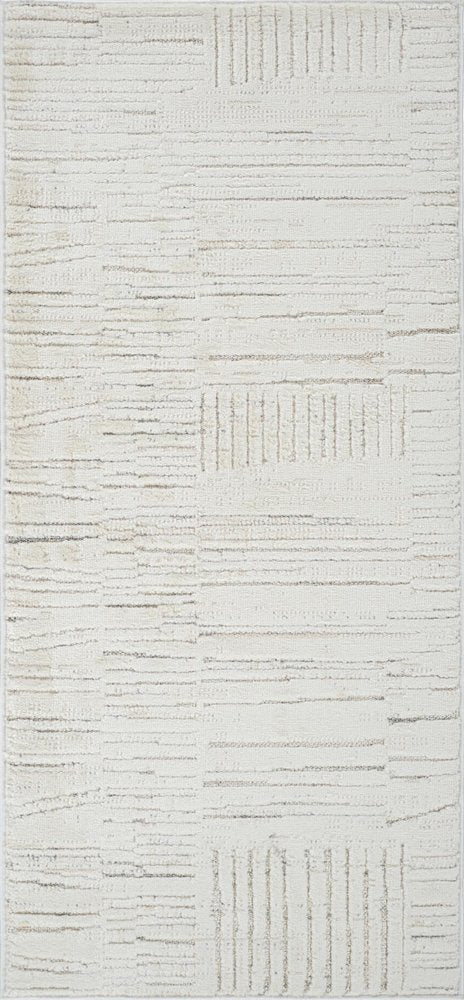 2' X 5' Gray and Beige Geometric Distressed Area Rug