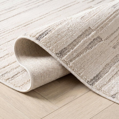 2' X 5' Gray and Beige Geometric Distressed Area Rug