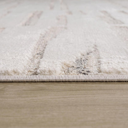 2' X 5' Gray and Beige Geometric Distressed Area Rug