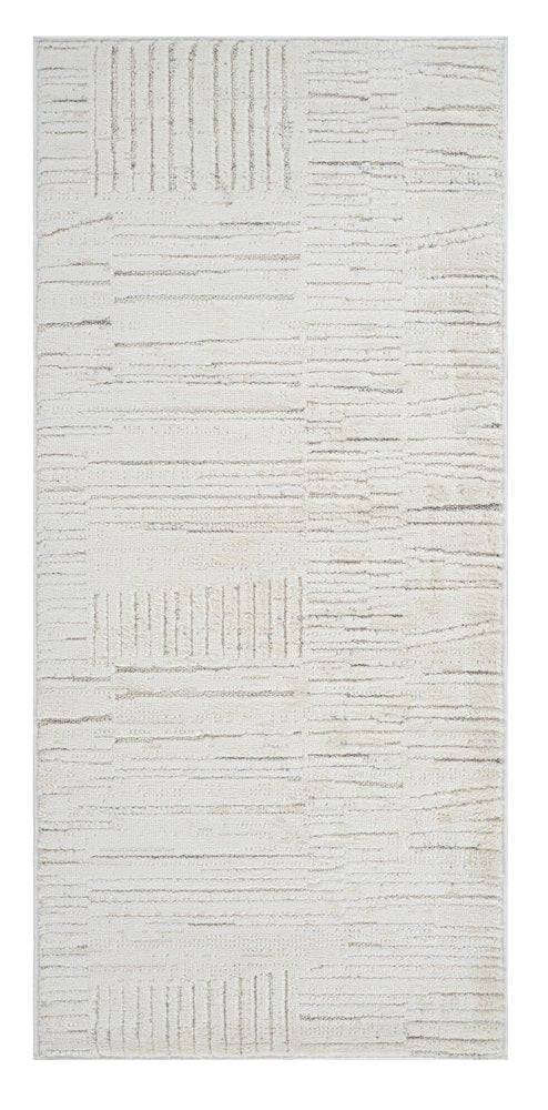 2' X 5' Gray and Beige Geometric Distressed Area Rug