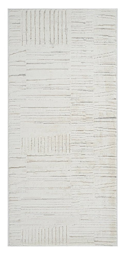 2' X 5' Gray and Beige Geometric Distressed Area Rug