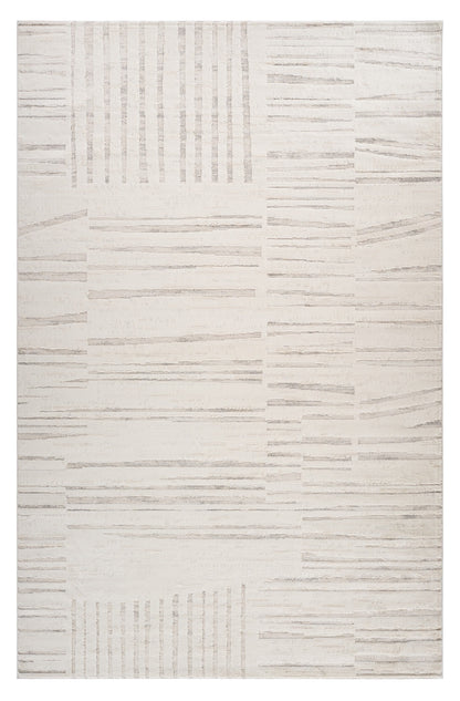 8' Gray and Beige Geometric Distressed Area Rug