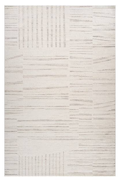 8' Gray And Beige Geometric Distressed Runner Rug