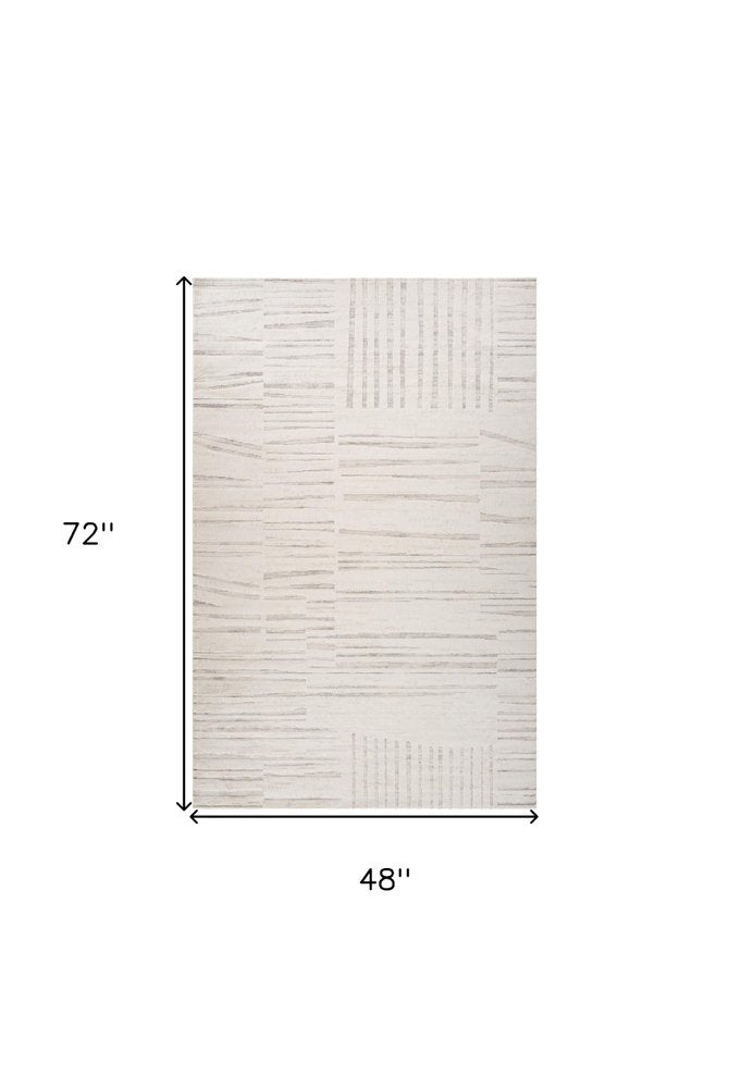 4' X 6' Gray and Beige Geometric Distressed Area Rug