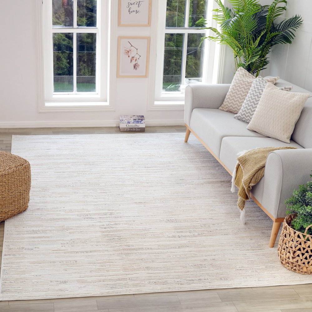 5' X 8' Gray and Beige Geometric Distressed Area Rug