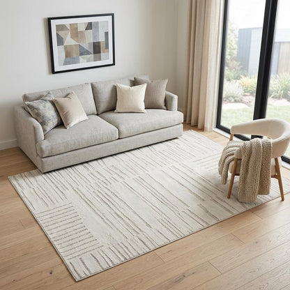5' X 8' Gray and Beige Geometric Distressed Area Rug