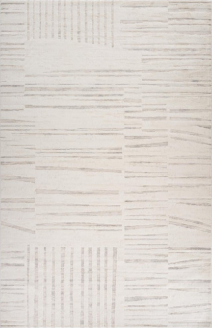 7' X 10' Gray and Beige Geometric Distressed Area Rug