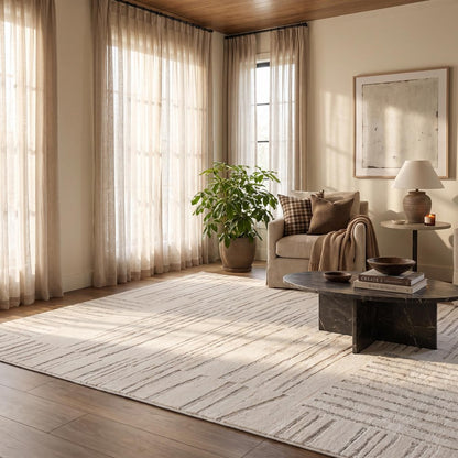 7' X 10' Gray and Beige Geometric Distressed Area Rug