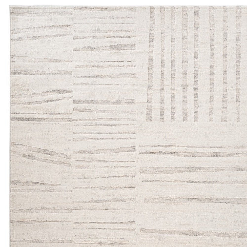 7' X 10' Gray and Beige Geometric Distressed Area Rug