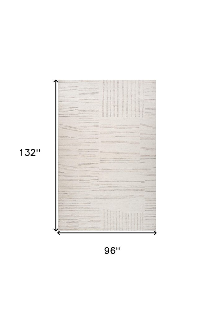 8' X 11' Gray and Beige Geometric Distressed Area Rug