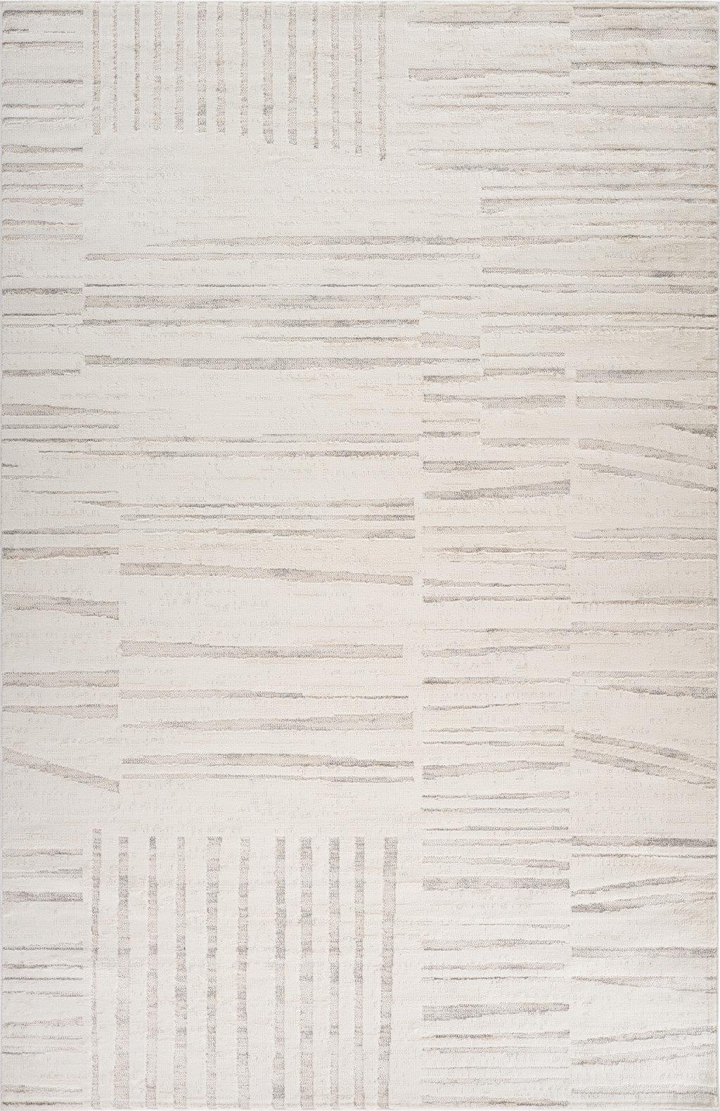 8' X 11' Gray and Beige Geometric Distressed Area Rug