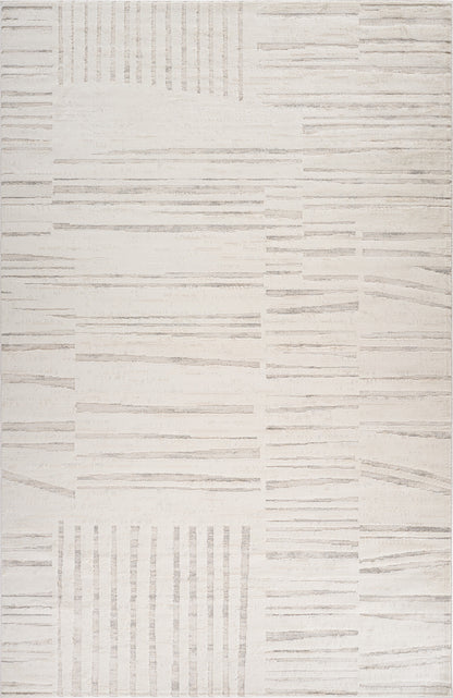 8' X 11' Gray and Beige Geometric Distressed Area Rug