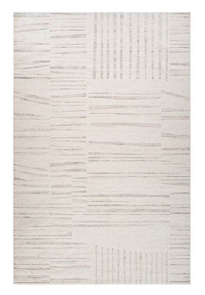 8' X 11' Gray and Beige Geometric Distressed Area Rug