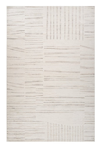 8' X 11' Gray and Beige Geometric Distressed Area Rug