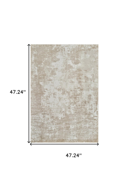 4' X 6' Cream and Beige Abstract Distressed Area Rug