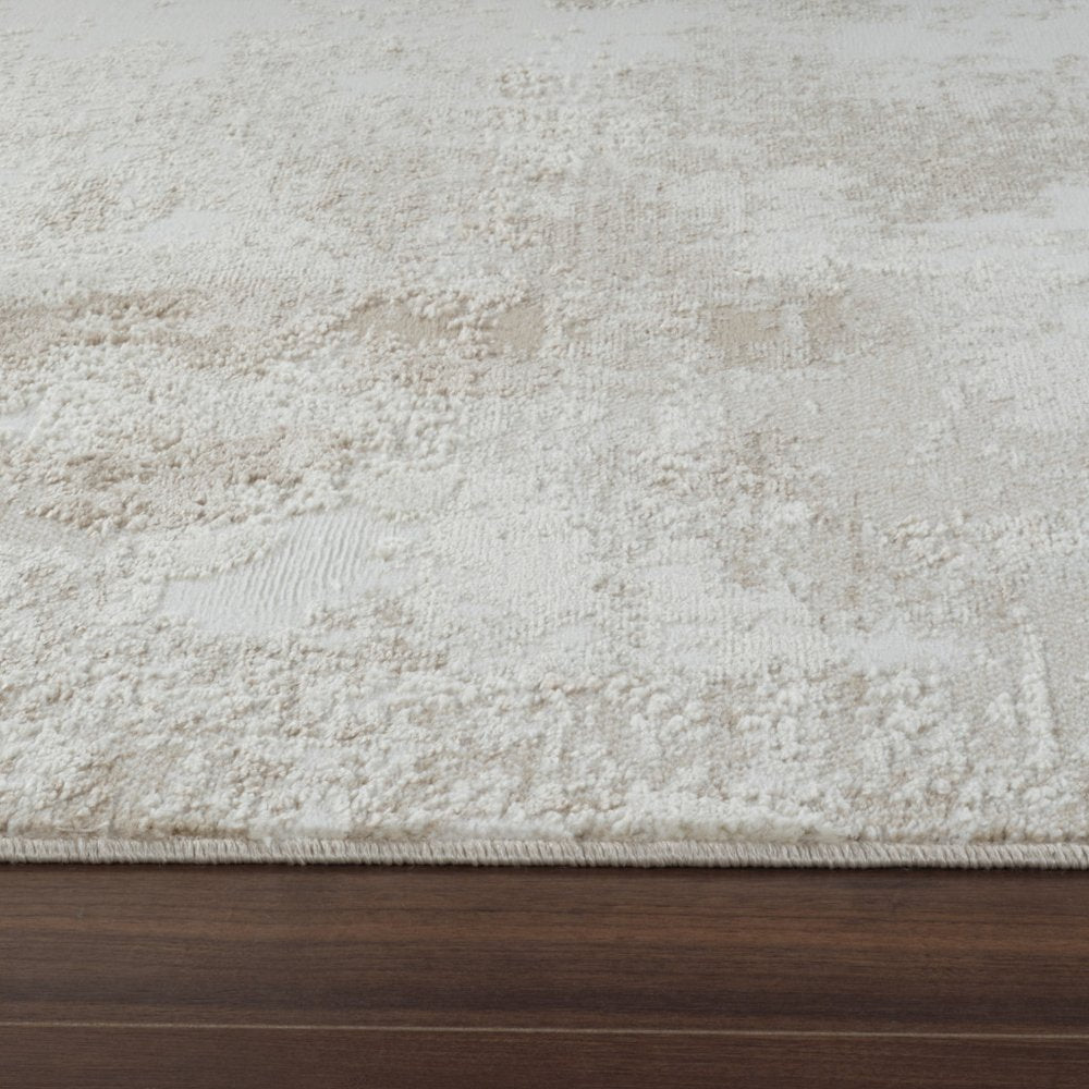 5' X 8' Cream and Beige Abstract Distressed Area Rug